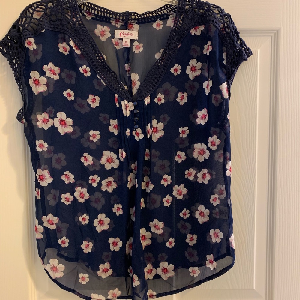 Candies sheer flower shirt